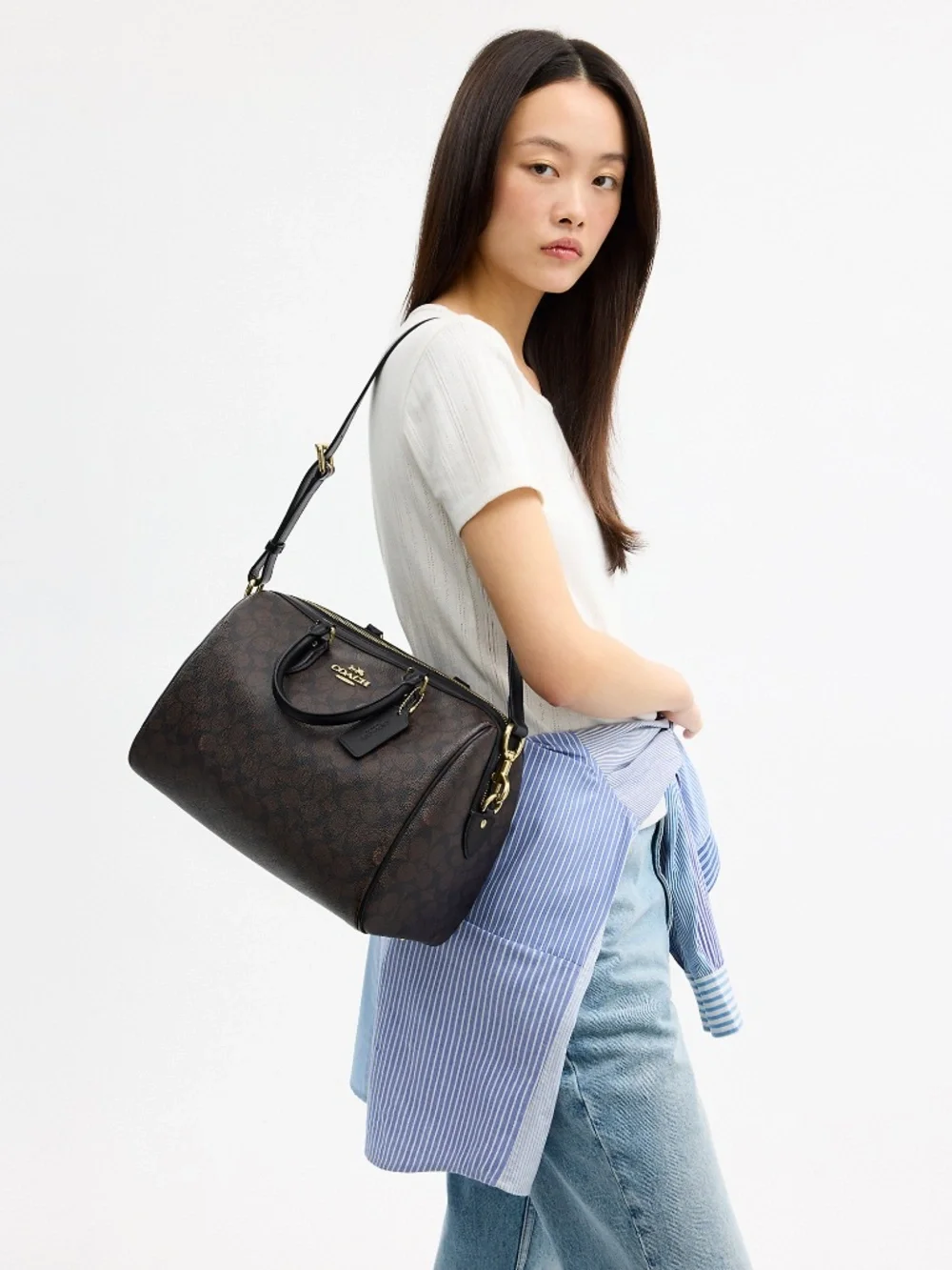 Coach Outlet Rowan Large Satchel Bag In Signature Canvas
